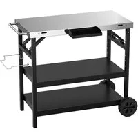 COSTWAY Grillablagetisch Grillwagen, Beistelltisch auf Rollen, outdoor