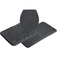 OTTO home Badematte Inga, Badezimmer Teppich, Badvorleger, Höhe 20 mm, rutschhemmend beschichtet, schnell trocknend, strapazierfähig, fußbodenheizungsgeeignet, Polyester, rechteckig, 3tlg Set Hänge WC, Badteppich, unifarben, weich, als halbrund und r