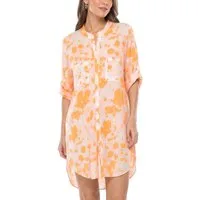 dy_mode Longbluse Damen Longbluse Leichte Tunikabluse Oversize Hemdbluse Sommerbluse Knalliges Farbklecks-Muster, Knopfleiste