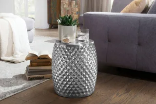 Couchtisch Beistelltisch SIRAK 32x32x42 cm rund Aluminium Silber