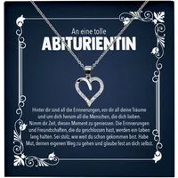 22Feels Schmuckset Abitur Geschenk Schulabschluss Gymnasium Mädchen Halskette Herz (inkl. Geschenktasche, Karte(n), Poliertuch, Beutel), Echt-Silber 925/000, Karte Made In Germany