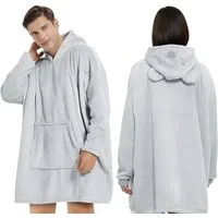 Diyarts Kapuzenpullover (Doppellagiges Acryl-Design, Decke mit Ärmel, Cosplay Pullover, Flauschiges Pyjama, Panda) Premium-Material, Tiermotiv und Pflegeleichtigkeit