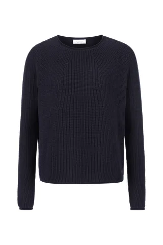 Rich & Royal - Seamless Crew-neck Half Cardigan Organic black - Gr. - S