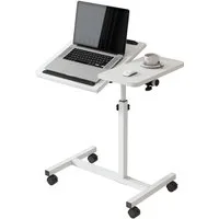 PFCTART Beistelltisch Betttisch mit Rollen 60x40 cm – Höhenverstellbar & Neigbar (Set, 1-St., Laptoptisch für Bett, Sofa, Senioren & Arbeiten im Sitzen), 60–90 cm höhenverstellbar, 0–90° neigbar & 360° drehbar