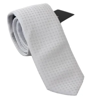 Dolce & Gabbana White Patterned Classic Mens Slim Necktie Tie (cravate)