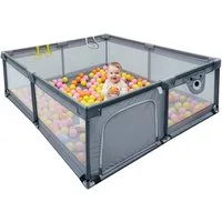relaxdays Laufgitter Laufstall Baby mit 50 Bällen, 200 x 200 cm