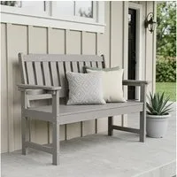 NJLyuhome Gartenbank Allwetter-Gartenbank mit integrierten Getränkehaltern aus HIPS (1-St), wetterfest und pflegeleicht – für Terrasse, Garten und Balkon