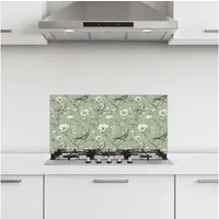 KitchenYeah Küchenrückwand selbstklebend (keine Folie) Klassisch - Botanisch - Grün, (1-tlg), Küchenrückwand, Spritzschutz, Kitchen, 60x30 cm