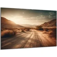 DARO Design Leinwandbild Modern Abstrakt Wandbilder XXL Wandbild Wand Deko Leinwand Bilder, (Landstraße - Bild groß Wohnzimmer Schlafzimmer Küche Esszimmer Einteilig Querformat Fotodruck Leinwände Wanddeko Abstrakte Kunst Boho)