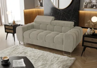 Sofa Designersofa BASTIEN 2-Sitzer in Stoff Terra Beige