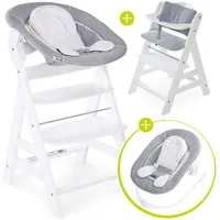 Hauck Hochstuhl Hauck Alpha Plus White Newborn Set (Set, 4 St), Holz Babyhochstuhl ab Geburt inkl. Neugeborenenaufsatz & Sitzauflage
