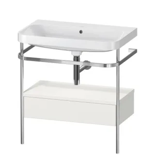 Duravit Happy D.2 Plus c-shaped Set mit Metallkonsole und Schubkasten Nordic Weiß Seidenmatt 775x490 HP4842N3939