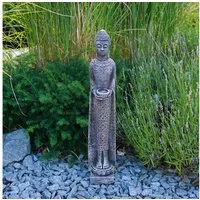 gartendekoparadies.de Gartenfigur Schlanke Buddha Statue, Steinfigur, H. 66 cm, 8 kg, Frostsicher