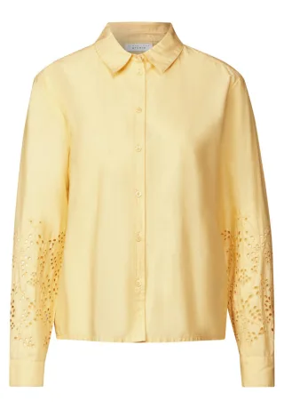 Street One - Bluse mit bestickten Ärmeln gelb - Gr. - 36