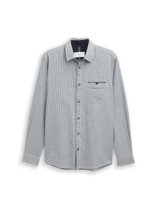 Tom Tailor - Regular Fit Hemd mit Brusttasche blue small structure - Gr. - XXL