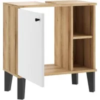 Home affaire Waschbeckenunterschrank Oslo, Waschtisch mit Knopfgriff, Badschrank im skandinavischen Design in der Türfarbe Weiß oder Grau verfügbar, ausreichend Stauraum