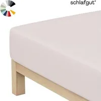 Schlafgut Spannbettlaken Basic Cotton Bettlaken, 160 g/m², 100% Baumwolle, Spannbetttuch, Jersey, Gummizug: rundum, (1 Stück), Spannbettlaken bis 20 cm Matratzenhöhe, bügelfrei und pflegeleicht