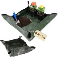 GarPet Pflanztisch 2er Set Pflanzen Umtopfmatte Wasserdicht Pflanzunterlage Faltbar 40x40