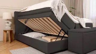 BRUNO Boxspringbett Premium mit Bettkasten 180x200cm in Schwarz | Matratzen-Härtegrad: Links H3 / Rechts H3 | extra viel Stauraum & individuell konfig