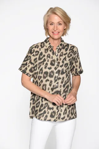 CLARINA - Bluse, 1/2 Arm, Alloverdruck natur combo - Gr. - 42