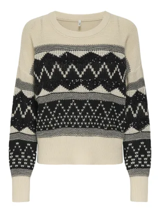 ONLY - ONLMELINE LS SEQUIN O-NECK KNT Whitecap Gray - Gr. - XL