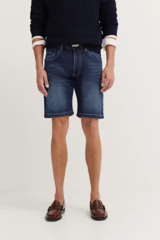Bugatti Herren Jeans-Bermuda im Used-Wash-Design