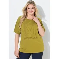 Ulla Popken T-Shirt T-Shirt Ziersteine Oversized Rundhals Halbarm