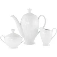 CreaTable Kaffeeservice Valencia Weiß, Kaffeegarnitur 3-tlg (3-tlg), 1 Personen, Porzellan, Elegant, Boho Chic