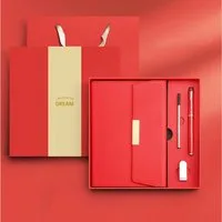 feinlux Notizbuch Business-Notizbuch-Geschenkset mit drei Falten, 80g Schreibpapier, Elastischer Stifthalter, Fadenheftung