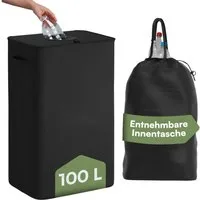 Bellamio Flaschensammler Sur mit Einwurfloch (Anthrazit, 100 L, waschbar, tropfsicher), Pfandflaschen Sammelbehälter aus Stoff mit Innenbeutel