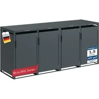 STEELSØN Mülltonnenbox Thoria 240L aus verzinktem Stahl (Anthrazit, verfügbar mit 1, 2, 3, 4, oder 5 Türen), Für 4 Tonnen