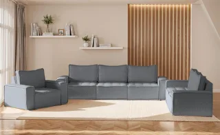 Sofaset Modulsofa-Set 6-teilig SANDE 3-2-1 Stoff Alpine Anthrazit