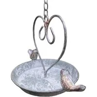 Deko-Impression Vogeltränke Vogeltränke mit Herz Vogelbad Schale z. Hängen an Kette