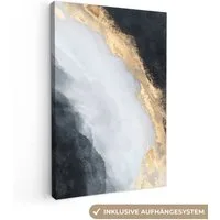 OneMillionCanvasses® Leinwandbild Abstrakt - Farbe - Gold - Schwarz - Marmor, Fotodruck (1 St), Leinwand Canvas Wandbild, Wanddekoration 20x30 cm