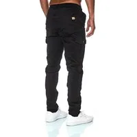 iKENNAS Cargohose Herren Jogger Cargo Chino Jeans Hose (Cargohose 7015) Schwarz L