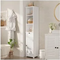 Bealife Badkommode Hochschrank Badschrank mit 3 offenen Fächern, 1 Schubladen, Weiß (2 verstellbaren Einlegeböden)