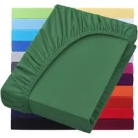NatureMark Spannbettlaken Jersey Basic Spannbetttuch, 100% Baumwolle, Gummizug: rundum, (1 Stück), in vielen Größen und Farben, bis 40cm Steghöhe, 200x220cm, Dunkelgrün