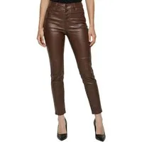 Tazzio Skinny-fit-Jeans F140 Leder-Optik, offene Knopfleiste, High Waist
