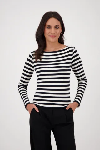 monari - Shirt mit Streifenmuster schwarz ringel - Gr. - 44