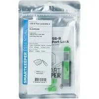 ESSENTIAL USB-B Port Lock (BL04) + Lock Key Mini (U04), Einsteckschloss Farbcode Grün, 4 Stück + 1 Schlüssel