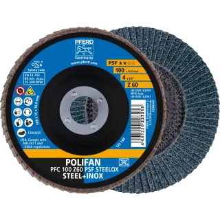 PFERD TOOLS POLIFAN Fächerscheibe PFC konisch Zirkonkorund Universallinie PSF STEELOX Stahl/Edelstahl - 67766100
