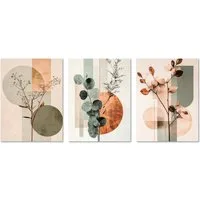 ARTFAVES Bilder-Collage Poster Set Abstract Flower Art 2 I mehrteilige Bilderwand I Wandbilder, (Wandbilder modern, 3 St)