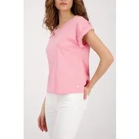 Monari T-Shirt Pima uni Rundhalsausschnitt, reine Baumwolle, Kurzarm mit Aufschlag