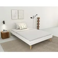 OTTO home Bett Dagmar, Bettgestell, Futonbett, Füße aus Massivholz (140cm Liegefläche), mit festen Latten aus massiver Kiefer, belastbar mit 200KG