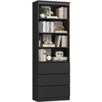 Homfa Bücherregal Hochschrank Standregal Bücherschrank Raumteiler, mit 4 Fächern und 3 Schubladen, 60x35x202cm