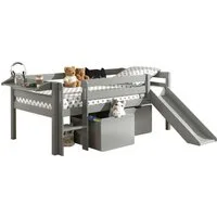 Vipack Spielbett Pino, Kiefer massiv, mit Rolllattenrost, 2 Rollboxen, Made in Europe (B/H/T ca. 207,6x83x175cm, inkl. Leiter, Absturzschutz und Rutsche), wahlweise mit oder ohne Hängeregal, 2 Farben zur Auswahl