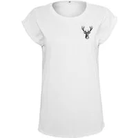 Baddery Print-Shirt Damen Jäger T-Shirt: "Hirschkopf" - Geschenk für Jägerinnen, hochwertiger Transferdruck, aus Baumwolle