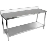 Royal Catering Arbeitstisch 180 x 60 cm Neu Edelstahl Gastro Tisch Edelstahltisch Aufkantung Boden