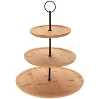Spetebo Etagere Bambus Etagere mit 3 Etagen - 35 cm, Bambusholz, Metall, (Stück, 1-tlg., Holz Etagere), Etagenständer 3-stöckig