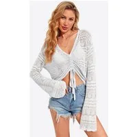 Imily Bela Strickpullover Damen Cover-up-Strickpullover mit Aussparung (Packung, 1-tlg., 1per-Pack) Print